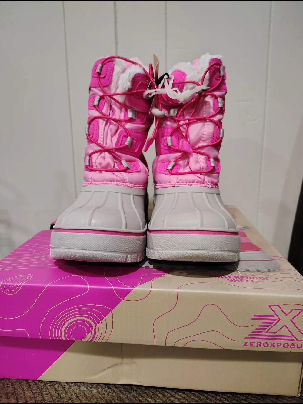 ZeroXposur Kids Hot Pink and Light Gray Waterproof Winter Boots